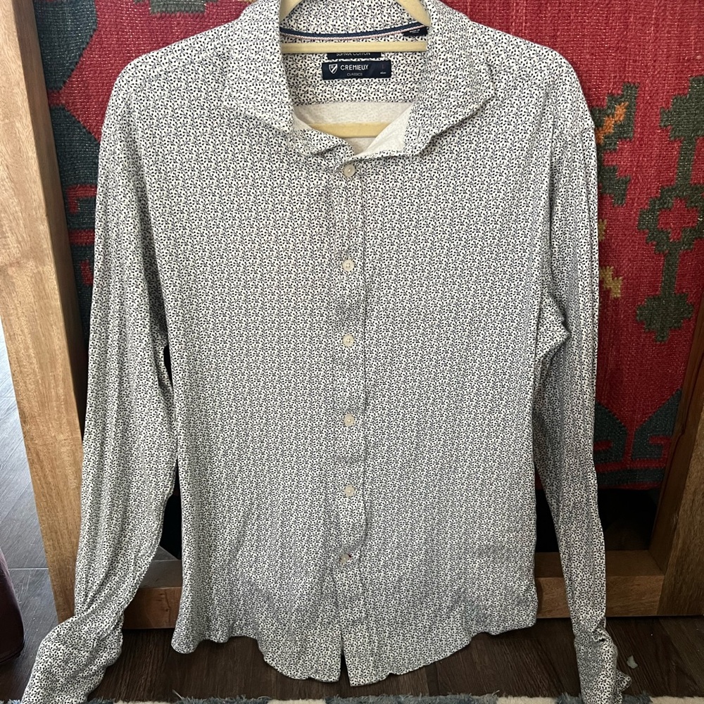 Daniel Cremieux Men's Black and White Patterned Shirt